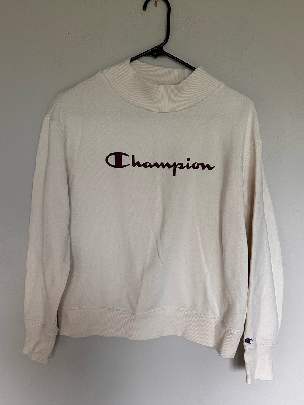 Champion Women's Cream Pullover with Maroon Logo Size Small